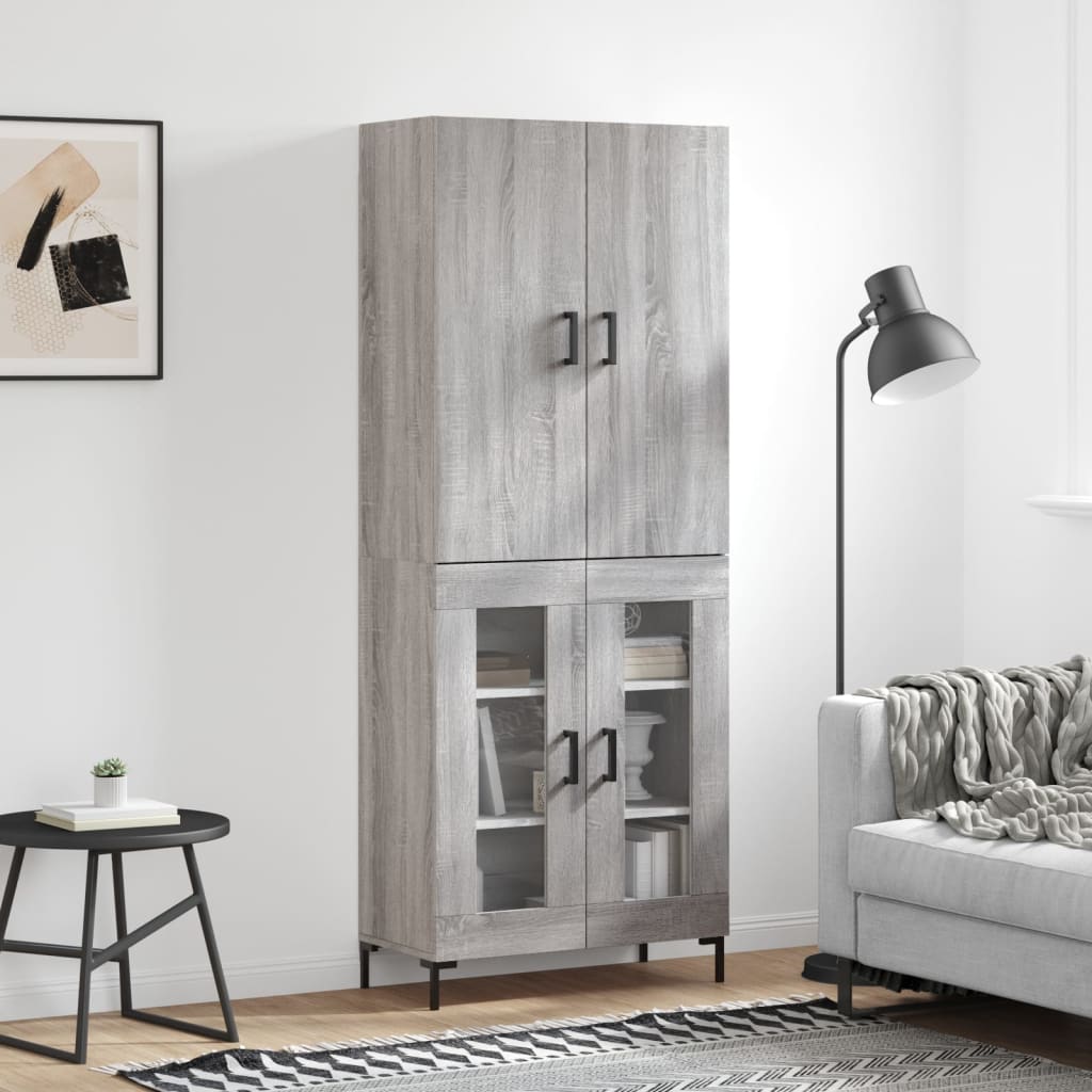 Credenza Grigio Sonoma 69,5x34x180 cm in Legno Multistrato - homemem39