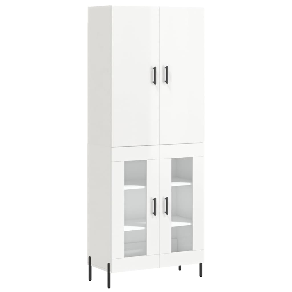 Credenza Bianco Lucido 69,5x34x180 cm in Legno Multistrato - homemem39