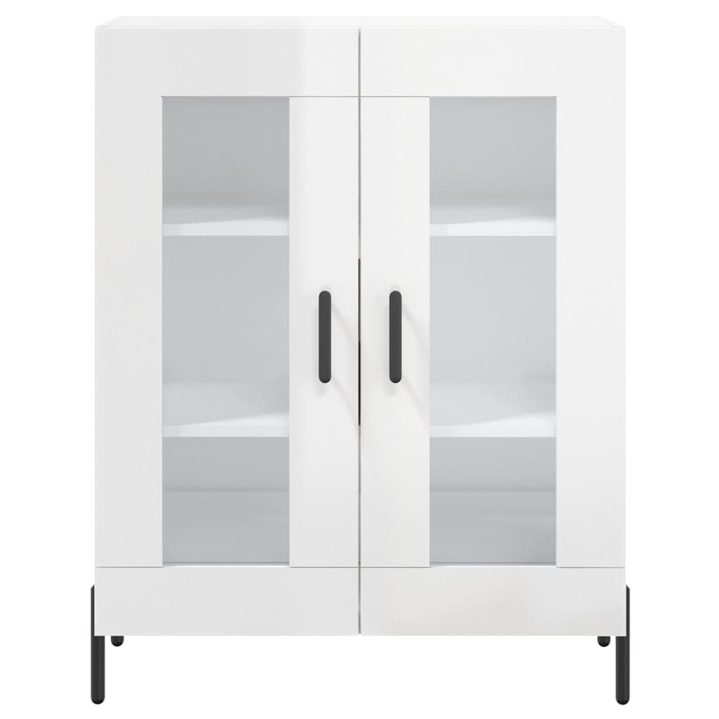 Credenza Bianco Lucido 69,5x34x180 cm in Legno Multistrato - homemem39