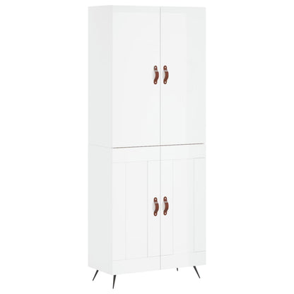 Credenza Bianco Lucido 69,5x34x180 cm in Legno Multistrato - homemem39