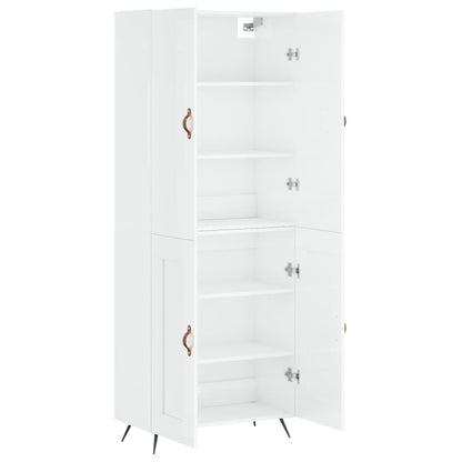 Credenza Bianco Lucido 69,5x34x180 cm in Legno Multistrato - homemem39