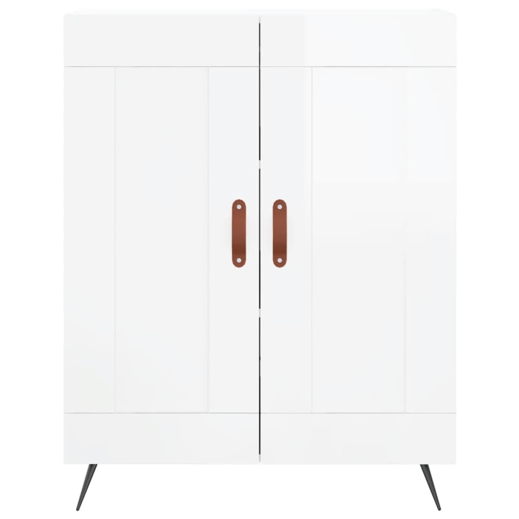 Credenza Bianco Lucido 69,5x34x180 cm in Legno Multistrato - homemem39