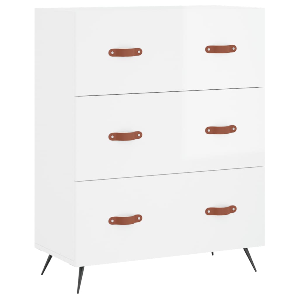 Credenza Bianco Lucido 69,5x34x180 cm in Legno Multistrato - homemem39