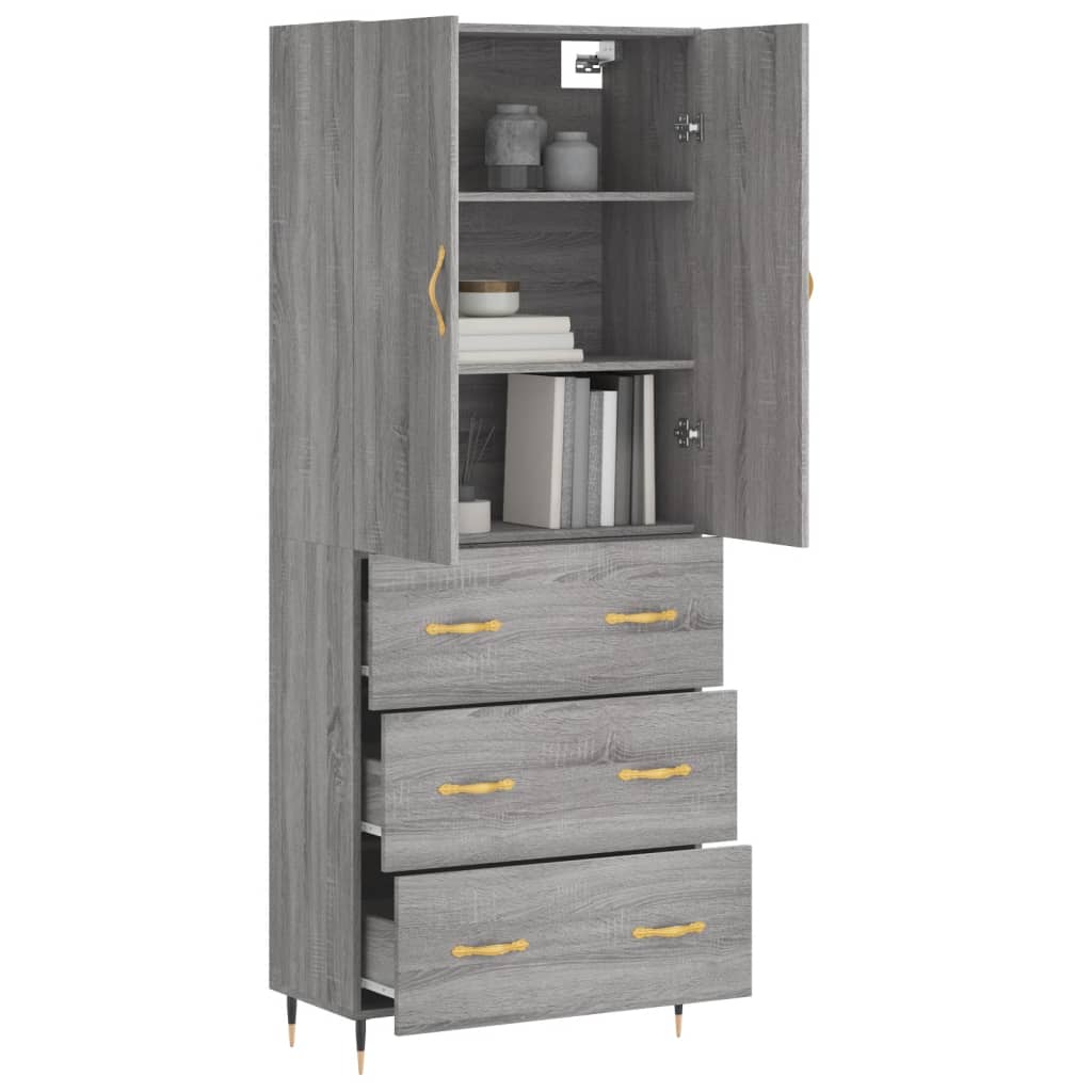 Credenza Grigio Sonoma 69,5x34x180 cm in Legno Multistrato - homemem39