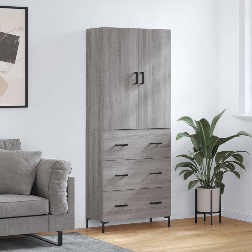 Credenza Grigio Sonoma 69,5x34x180 cm in Legno Multistrato - homemem39