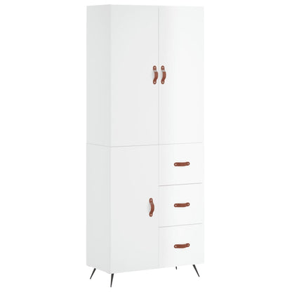 Credenza Bianco Lucido 69,5x34x180 cm in Legno Multistrato - homemem39