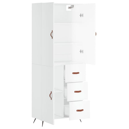 Credenza Bianco Lucido 69,5x34x180 cm in Legno Multistrato - homemem39