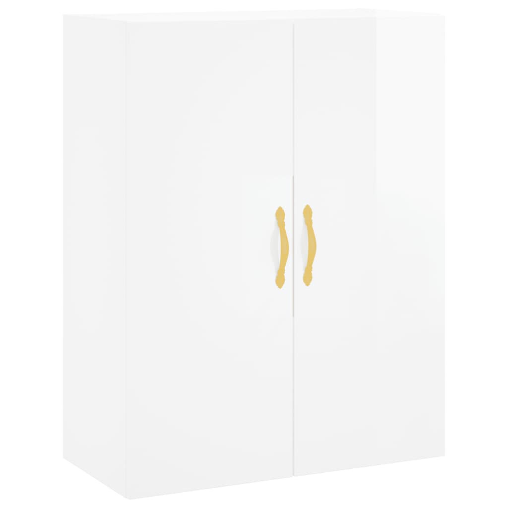 Credenza Bianco Lucido 69,5x34x180 cm in Legno Multistrato - homemem39