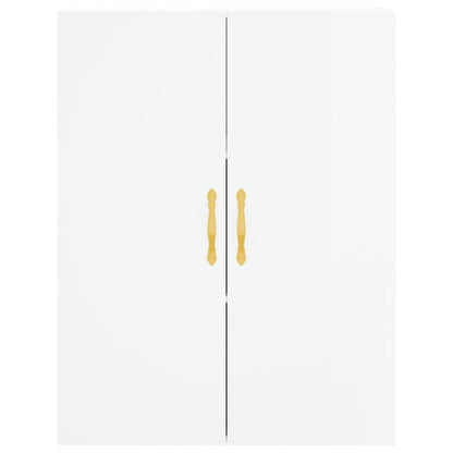 Credenza Bianco Lucido 69,5x34x180 cm in Legno Multistrato - homemem39