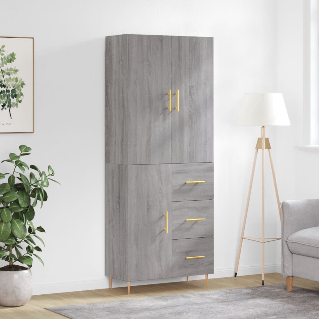 Credenza Grigio Sonoma 69,5x34x180 cm in Legno Multistrato - homemem39