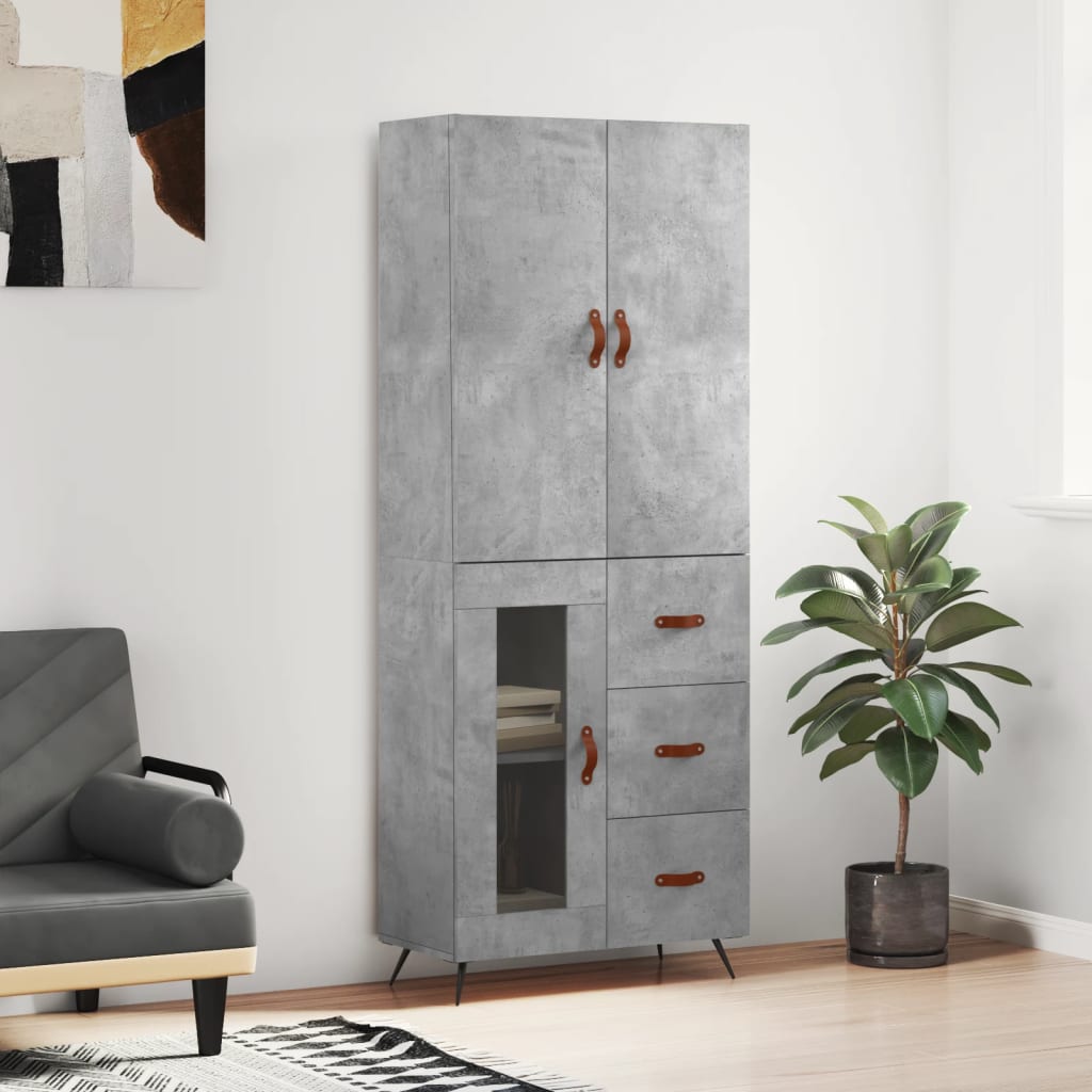 Credenza Grigio Cemento 69,5x34x180 cm in Legno Multistrato - homemem39