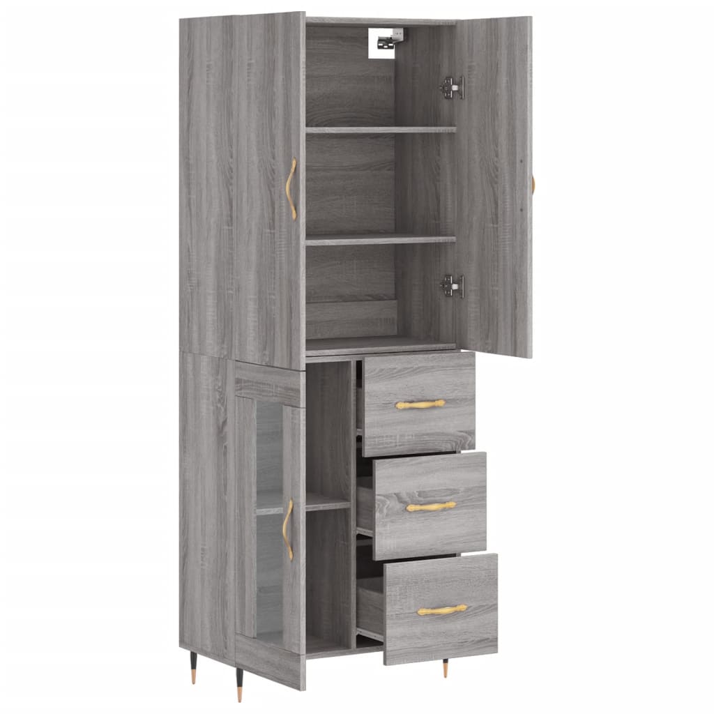 Credenza Grigio Sonoma 69,5x34x180 cm in Legno Multistrato - homemem39