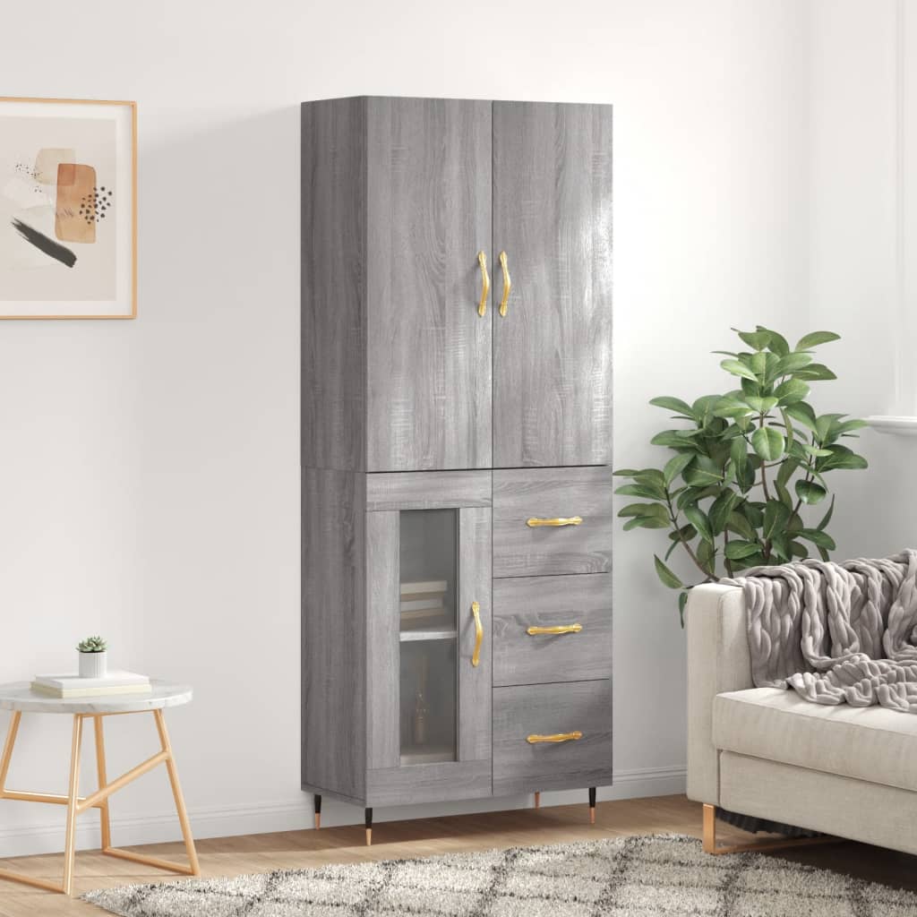 Credenza Grigio Sonoma 69,5x34x180 cm in Legno Multistrato - homemem39