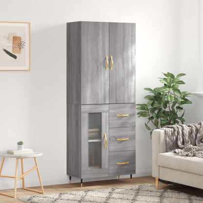 Credenza Grigio Sonoma 69,5x34x180 cm in Legno Multistrato - homemem39