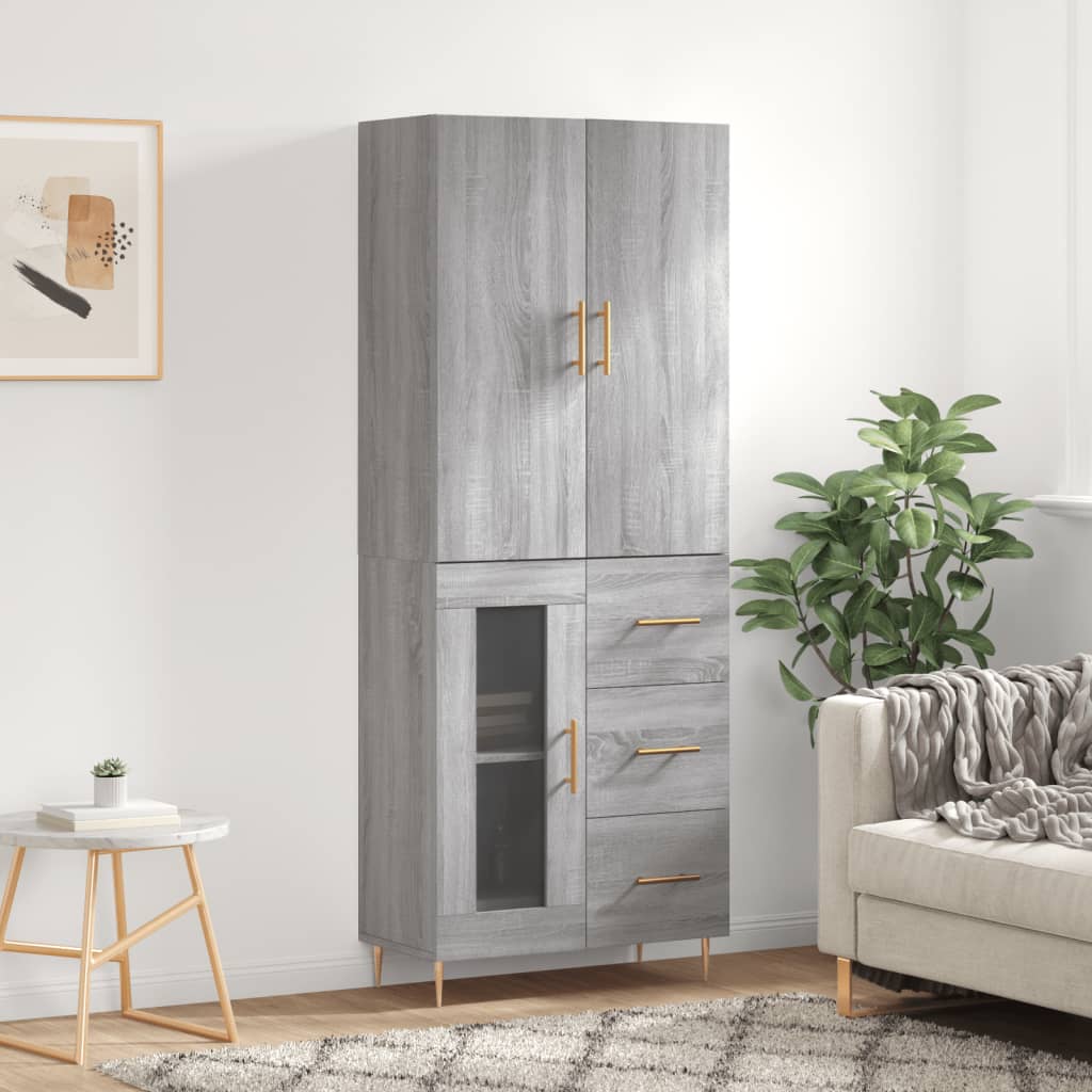 Credenza Grigio Sonoma 69,5x34x180 cm in Legno Multistrato - homemem39