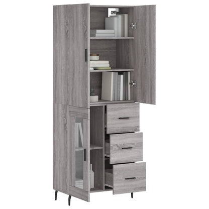 Credenza Grigio Sonoma 69,5x34x180 cm in Legno Multistrato - homemem39