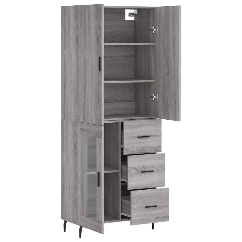 Credenza Grigio Sonoma 69,5x34x180 cm in Legno Multistrato - homemem39