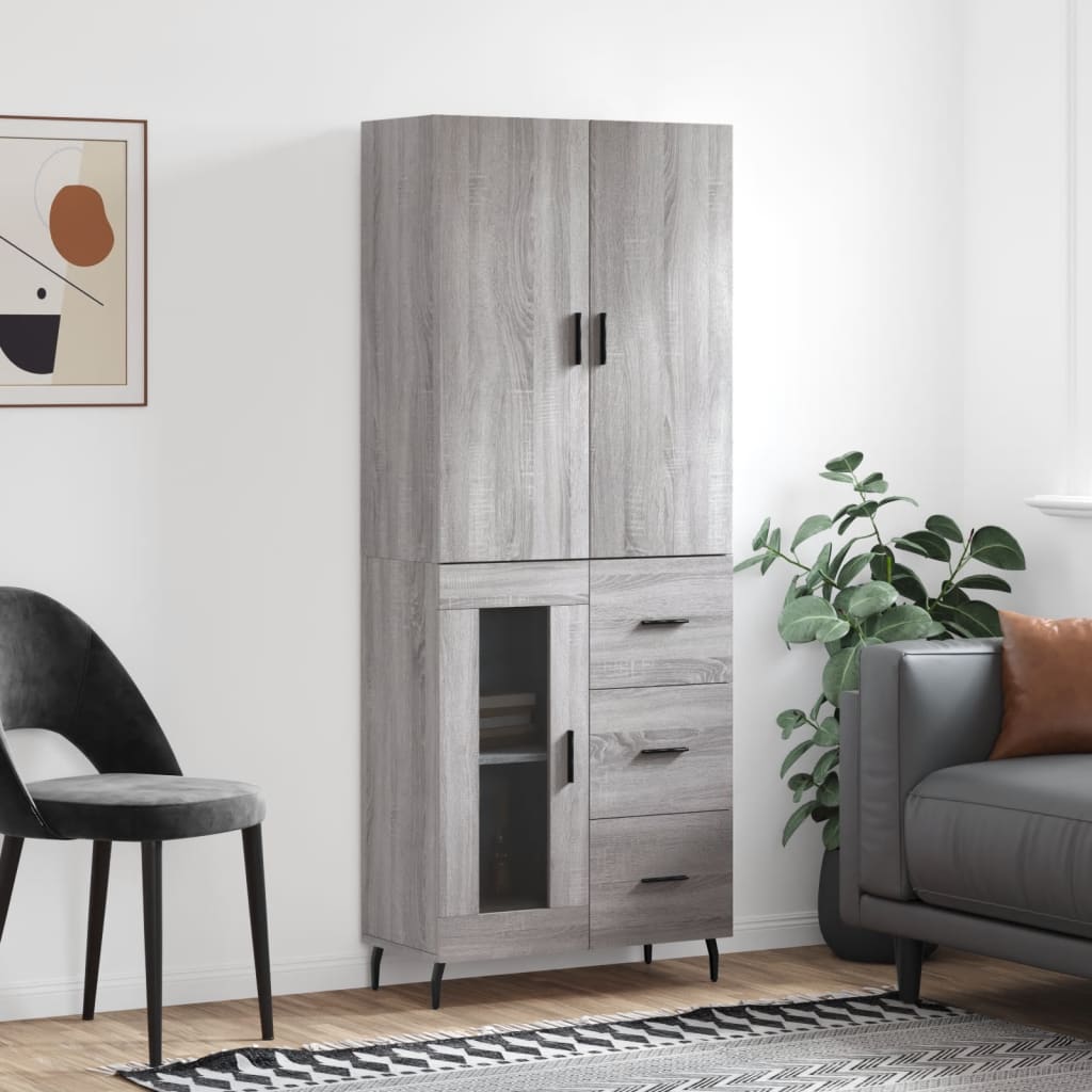 Credenza Grigio Sonoma 69,5x34x180 cm in Legno Multistrato - homemem39