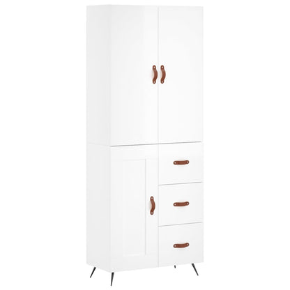 Credenza Bianco Lucido 69,5x34x180 cm in Legno Multistrato - homemem39