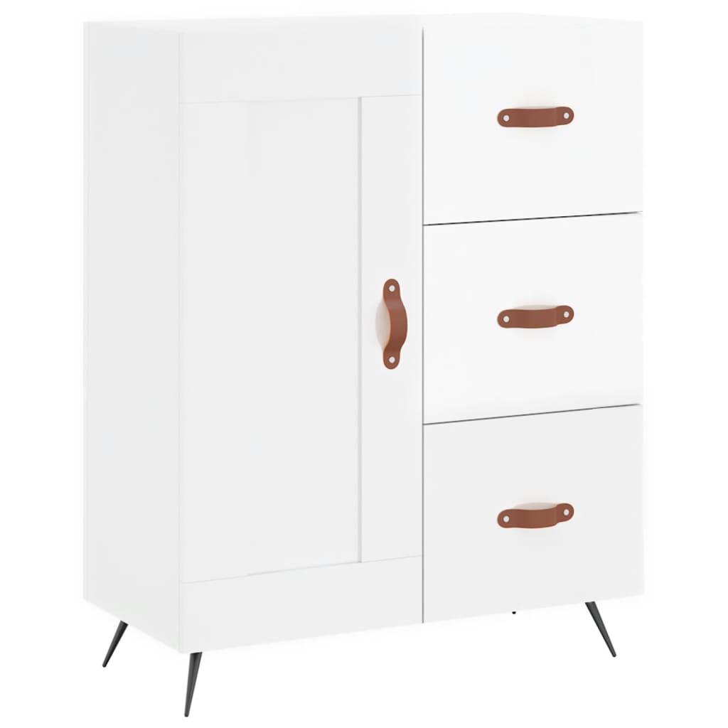 Credenza Bianco Lucido 69,5x34x180 cm in Legno Multistrato - homemem39