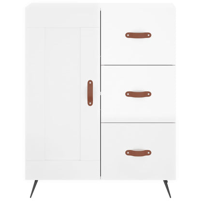 Credenza Bianco Lucido 69,5x34x180 cm in Legno Multistrato - homemem39