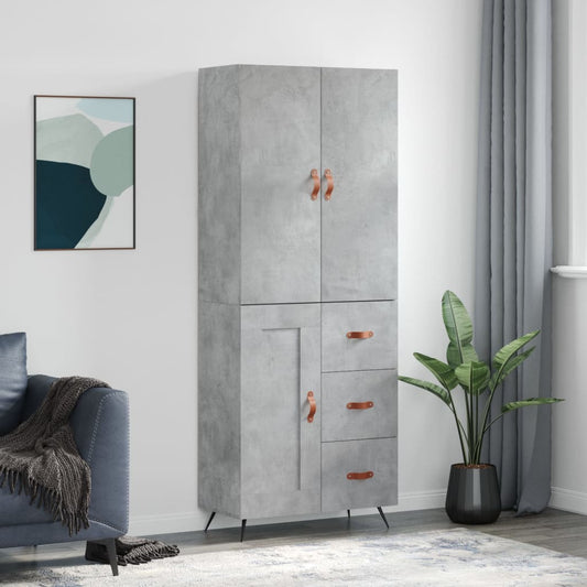 Credenza Grigio Cemento 69,5x34x180 cm in Legno Multistrato - homemem39