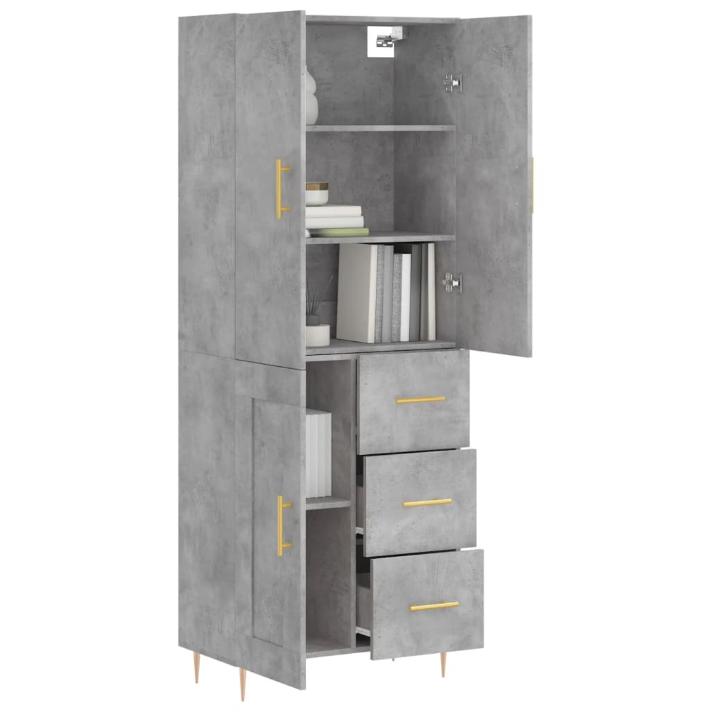 Credenza Grigio Cemento 69,5x34x180 cm in Legno Multistrato - homemem39