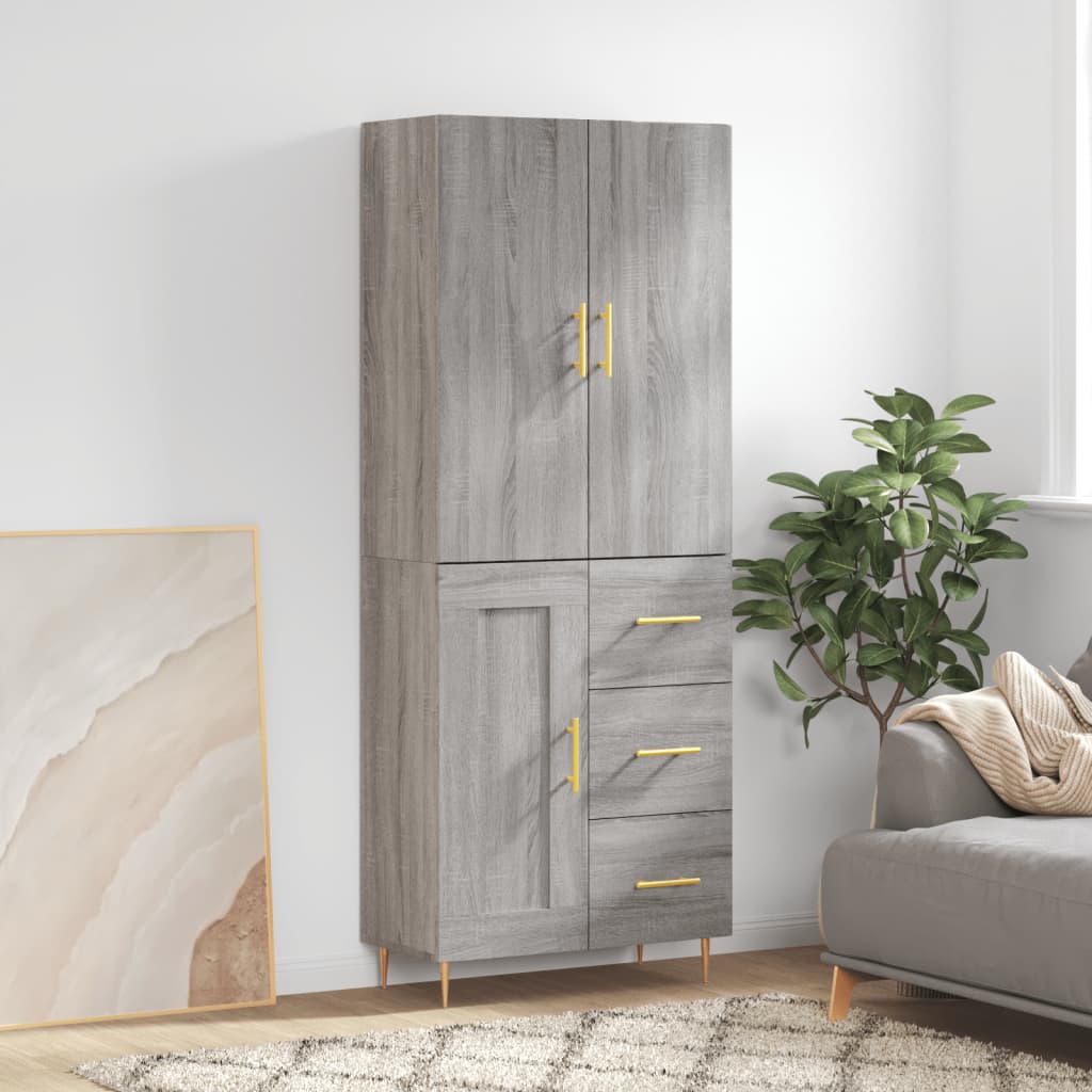 Credenza Grigio Sonoma 69,5x34x180 cm in Legno Multistrato - homemem39