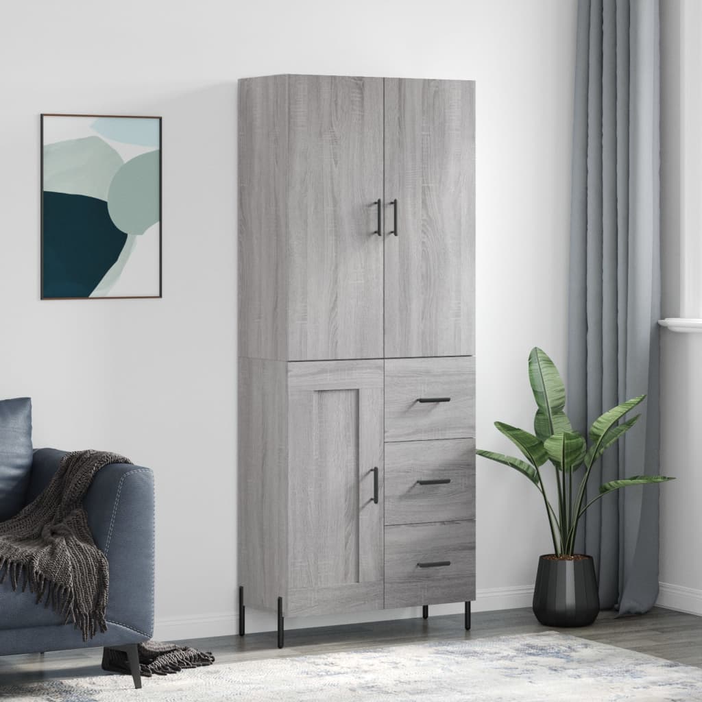 Credenza Grigio Sonoma 69,5x34x180 cm in Legno Multistrato - homemem39