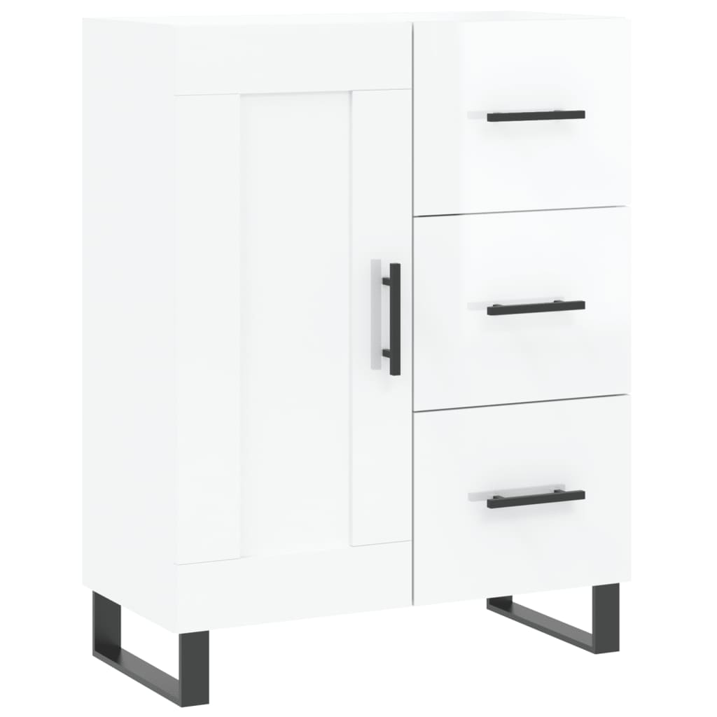 Credenza Bianco Lucido 69,5x34x180 cm in Legno Multistrato - homemem39