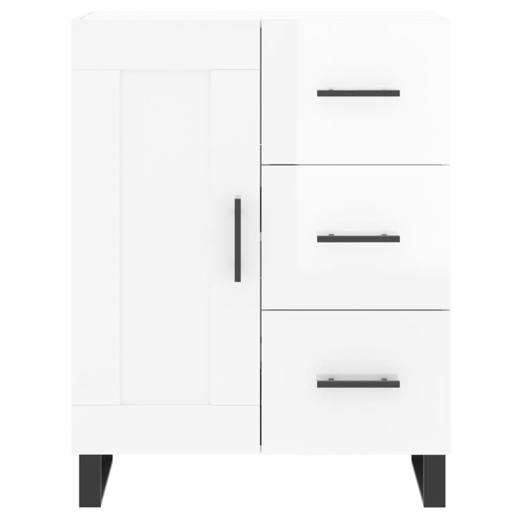 Credenza Bianco Lucido 69,5x34x180 cm in Legno Multistrato - homemem39