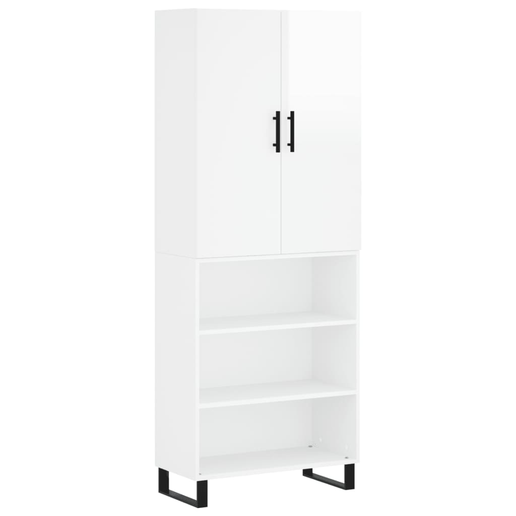 Credenza Bianco Lucido 69,5x34x180 cm in Legno Multistrato - homemem39