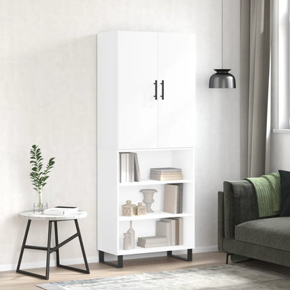 Credenza Bianco Lucido 69,5x34x180 cm in Legno Multistrato - homemem39