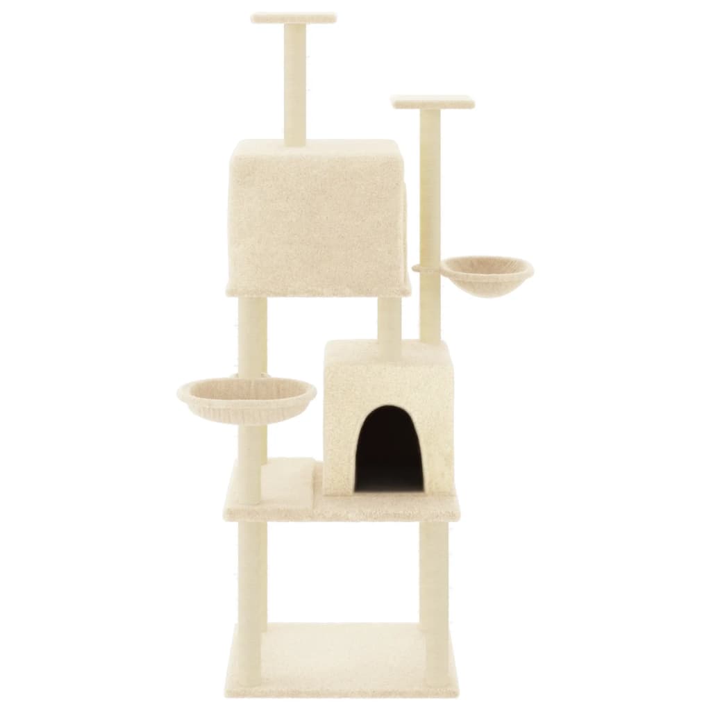 Albero per Gatti con Tiragraffi in Sisal Crema 180 cm - homemem39