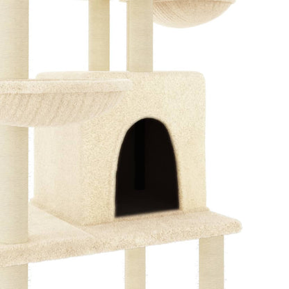 Albero per Gatti con Tiragraffi in Sisal Crema 180 cm - homemem39