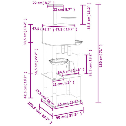 Albero per Gatti con Tiragraffi in Sisal Crema 180 cm - homemem39