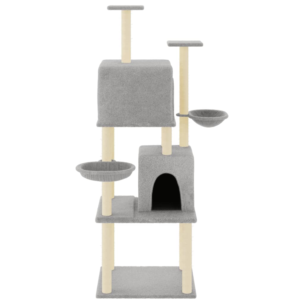 Albero per Gatti con Tiragraffi in Sisal Grigio Chiaro 180 cm - homemem39