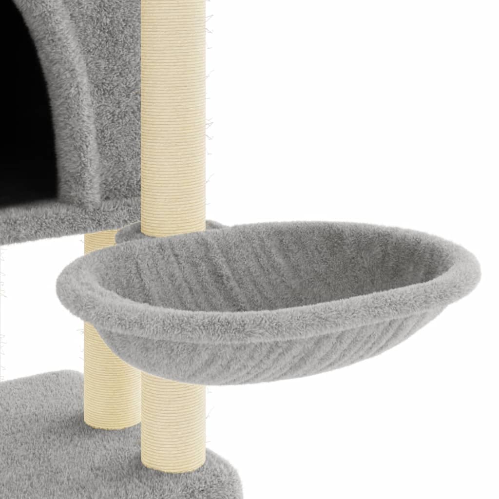 Albero per Gatti con Tiragraffi in Sisal Grigio Chiaro 180 cm - homemem39