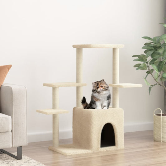 Albero per Gatti con Tiragraffi in Sisal Crema 97,5 cm - homemem39