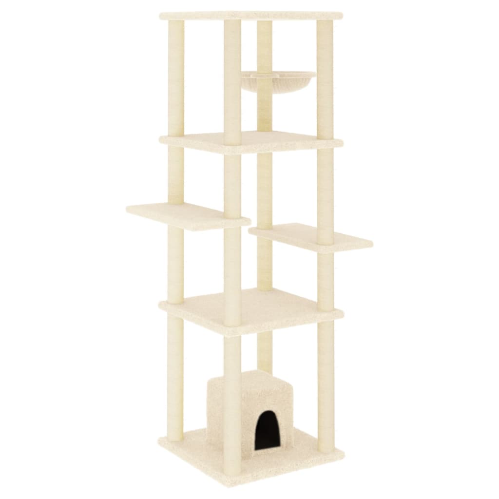 Albero per Gatti con Tiragraffi in Sisal Crema 154 cm - homemem39