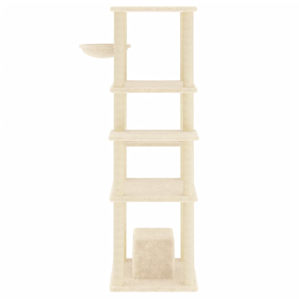 Albero per Gatti con Tiragraffi in Sisal Crema 154 cm - homemem39