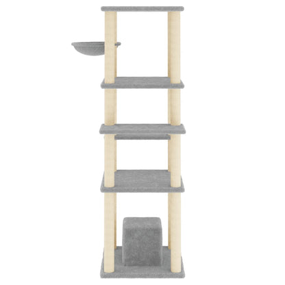 Albero per Gatti con Tiragraffi in Sisal Grigio Chiaro 154 cm - homemem39