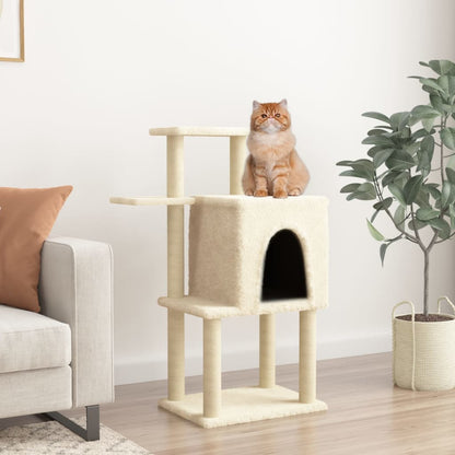 Albero per Gatti con Tiragraffi in Sisal Crema 97 cm - homemem39