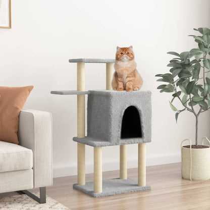 Albero per Gatti con Tiragraffi in Sisal Grigio Chiaro 97 cm - homemem39