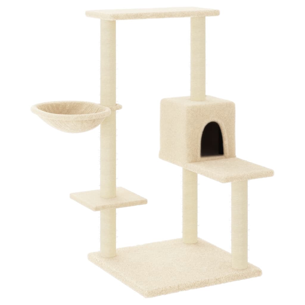 Albero per Gatti con Tiragraffi in Sisal Crema 95 cm - homemem39