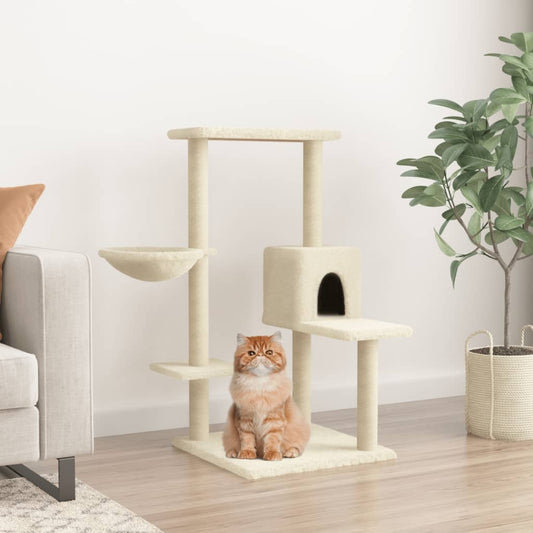 Albero per Gatti con Tiragraffi in Sisal Crema 95 cm - homemem39