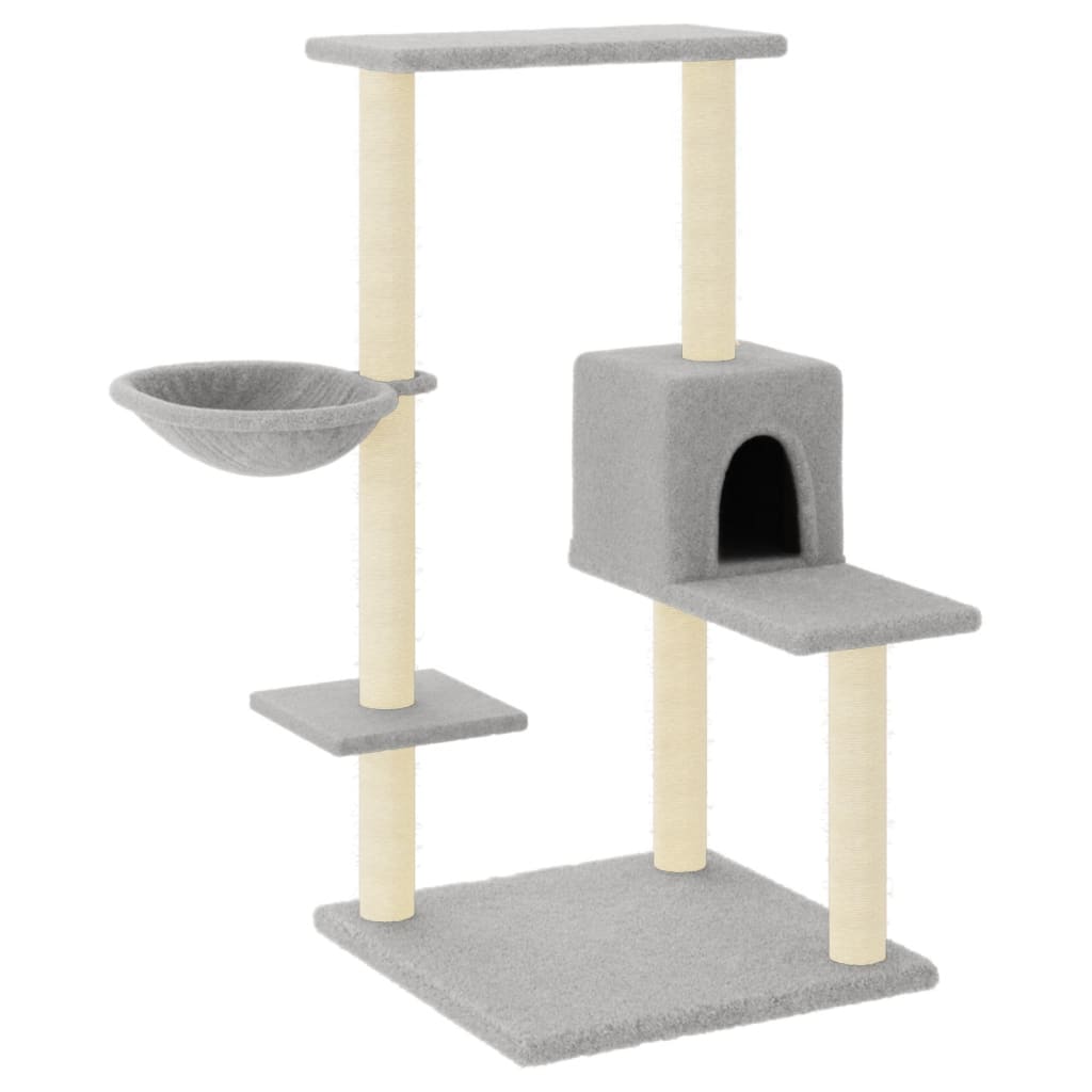 Albero per Gatti con Tiragraffi in Sisal Grigio Chiaro 95 cm - homemem39