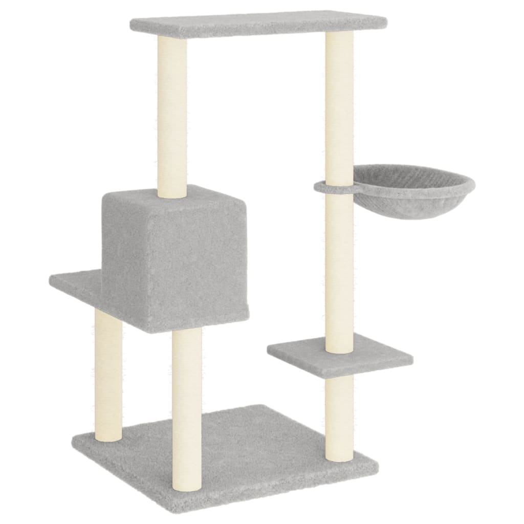 Albero per Gatti con Tiragraffi in Sisal Grigio Chiaro 95 cm - homemem39