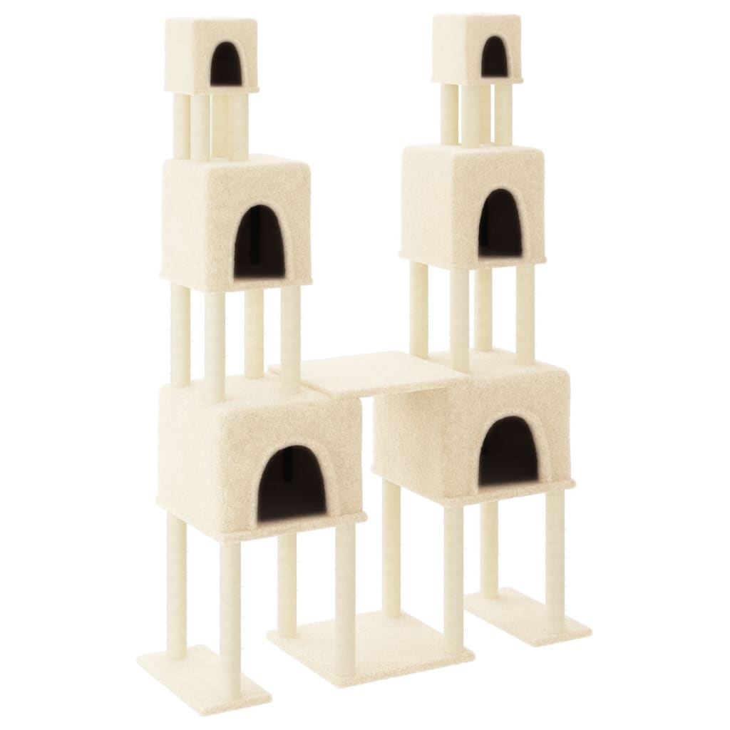 Albero per Gatti con Tiragraffi in Sisal Crema 199 cm - homemem39