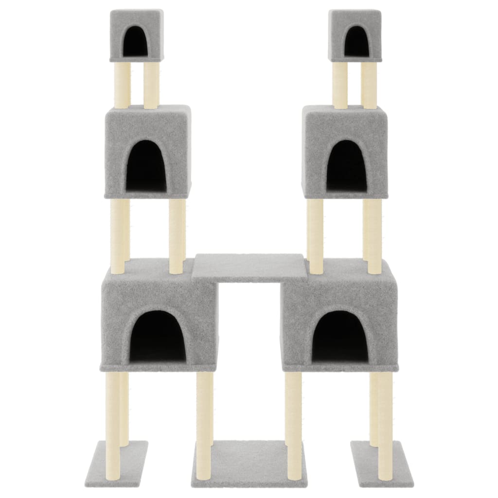 Albero per Gatti con Tiragraffi in Sisal Grigio Chiaro 199 cm - homemem39